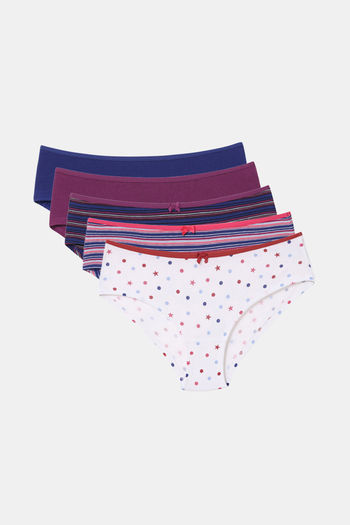 Buy Marks & Spencer Low Rise Three-Fourth Coverage Hipster Panty (Pack of 5) - Assorted